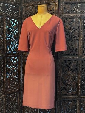 ANTONIO MELANI Rosewood V-Neck Knee Length Sheath Dress Size 12